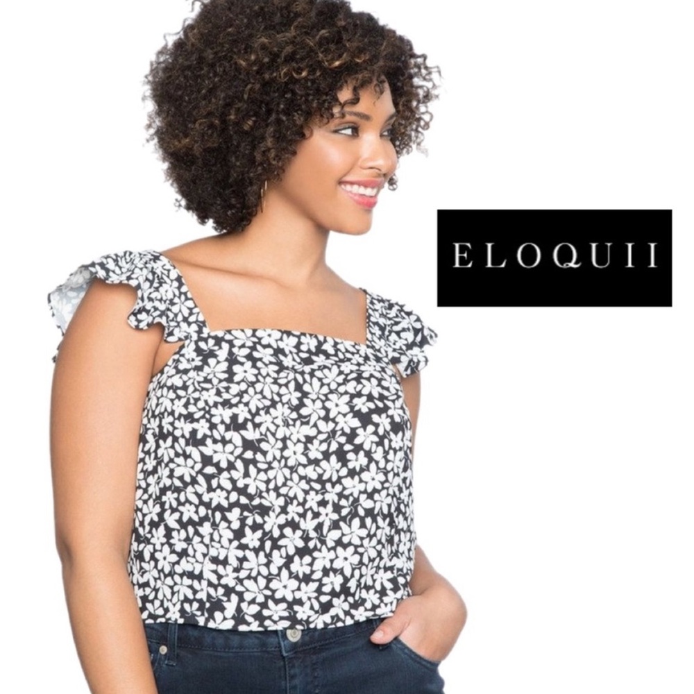 New Eloquii Floral Flutter Sleeve Blouse Plus Size Size 22
